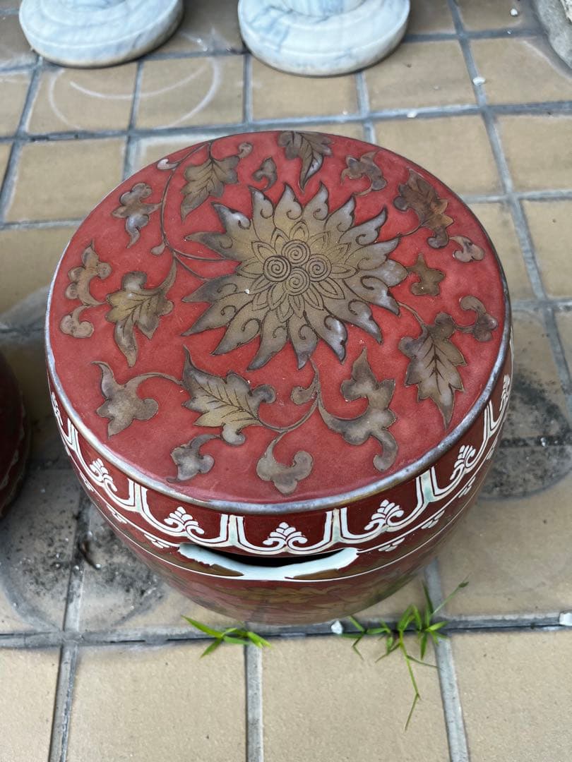 超希少　有田焼　高峰作　陶器製　庭椅子　アンティーク