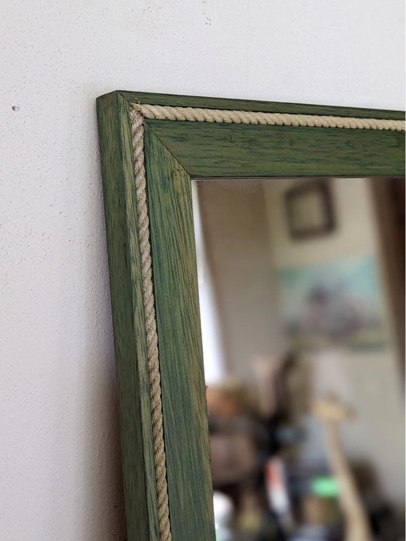 グリーンフレームの姿見　全身鏡　デザインミラー