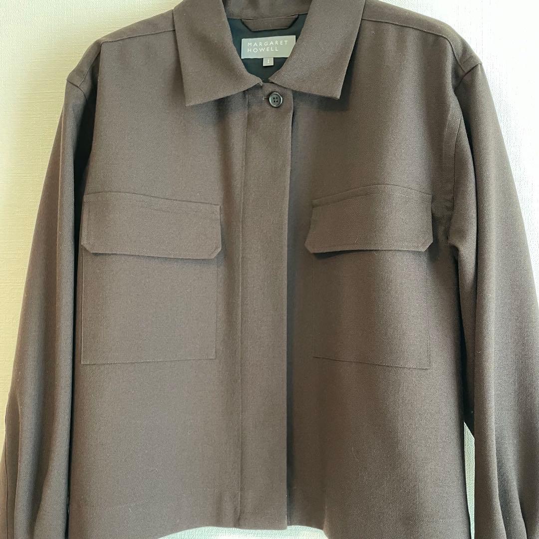 MARGARET HOWELL ウールシャツアウター サイズ1 ダークブラウン