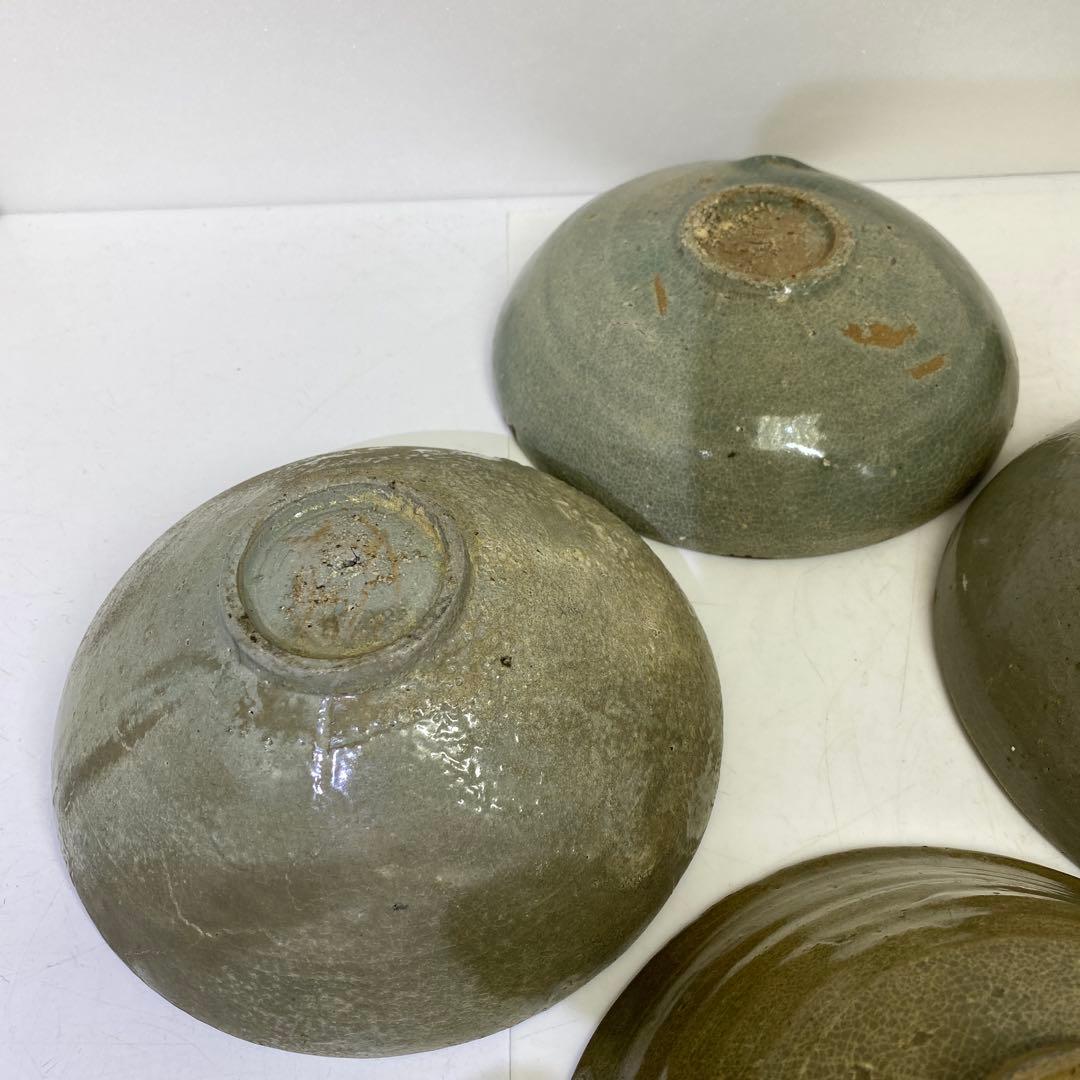 16世紀　高麗青磁　白泥象嵌鉢6点　トヒエ　東さ7-1227☆2F