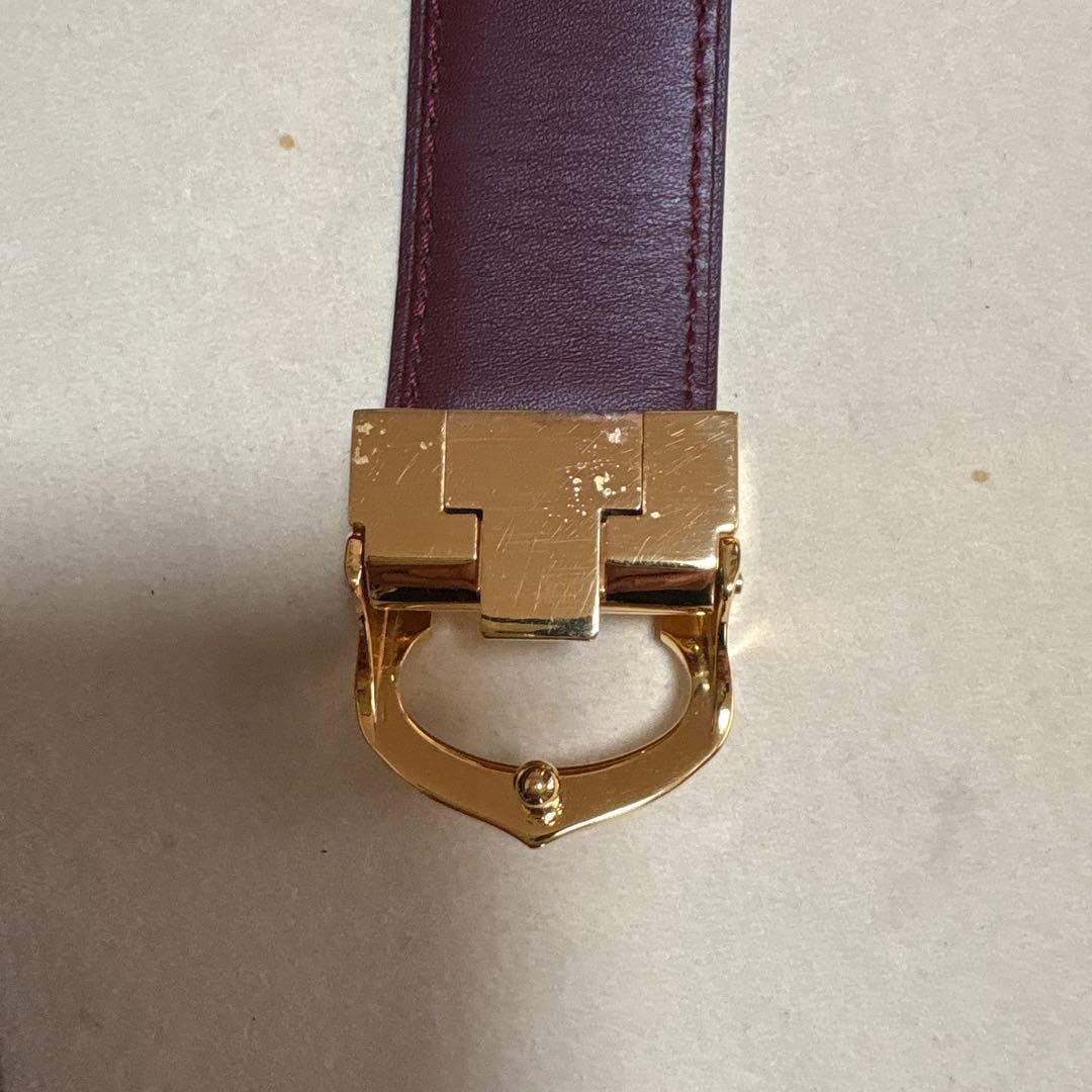 Cartier バーガンディ レザー ベルト