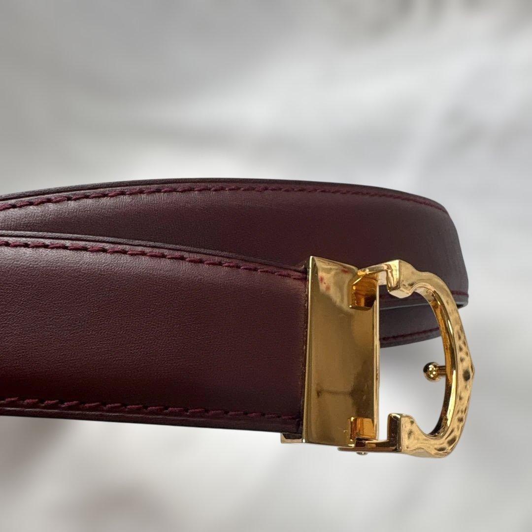 Cartier バーガンディ レザー ベルト