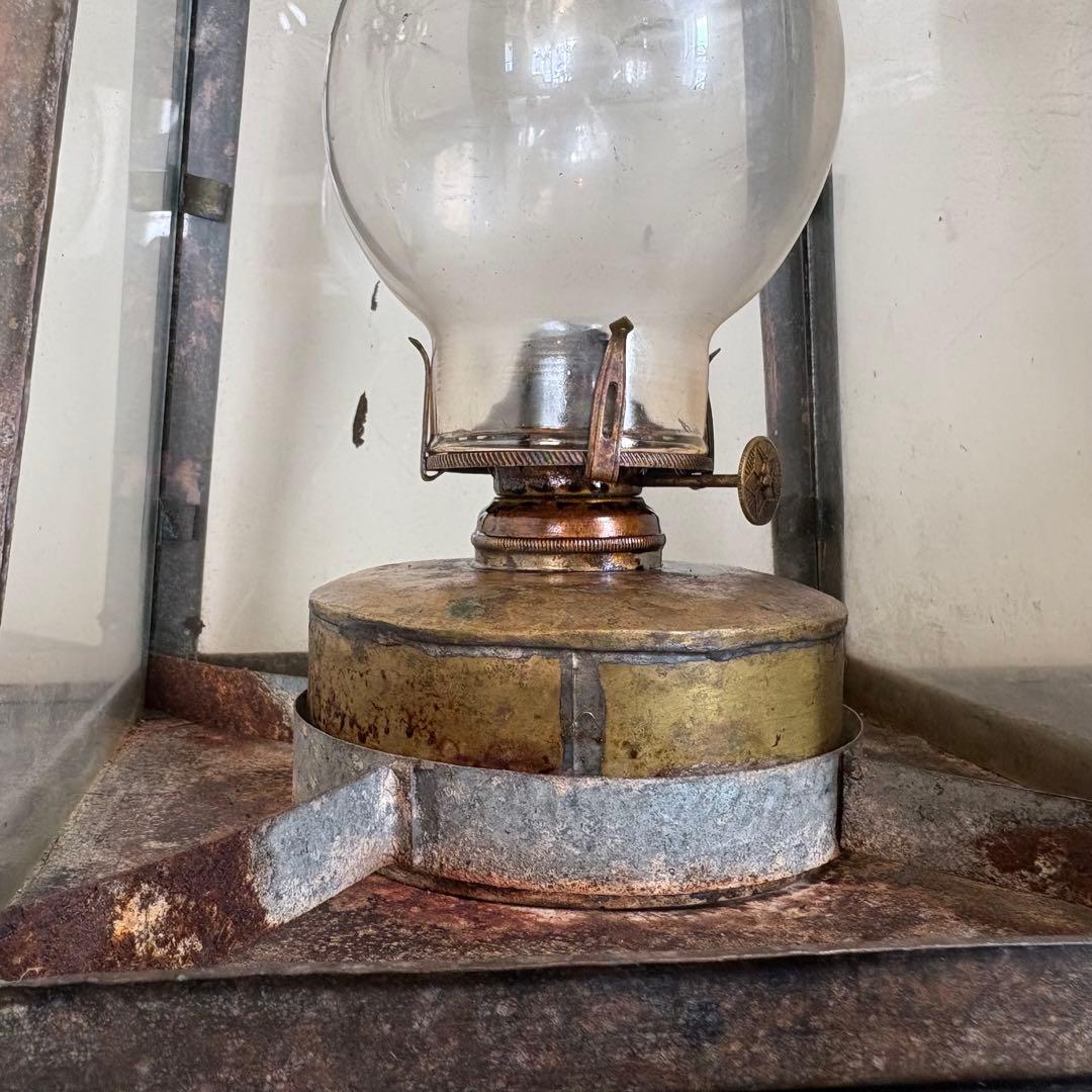 オイルランプ　灯油ランプ　古道具　銅　吊り下　ヴィンテージ