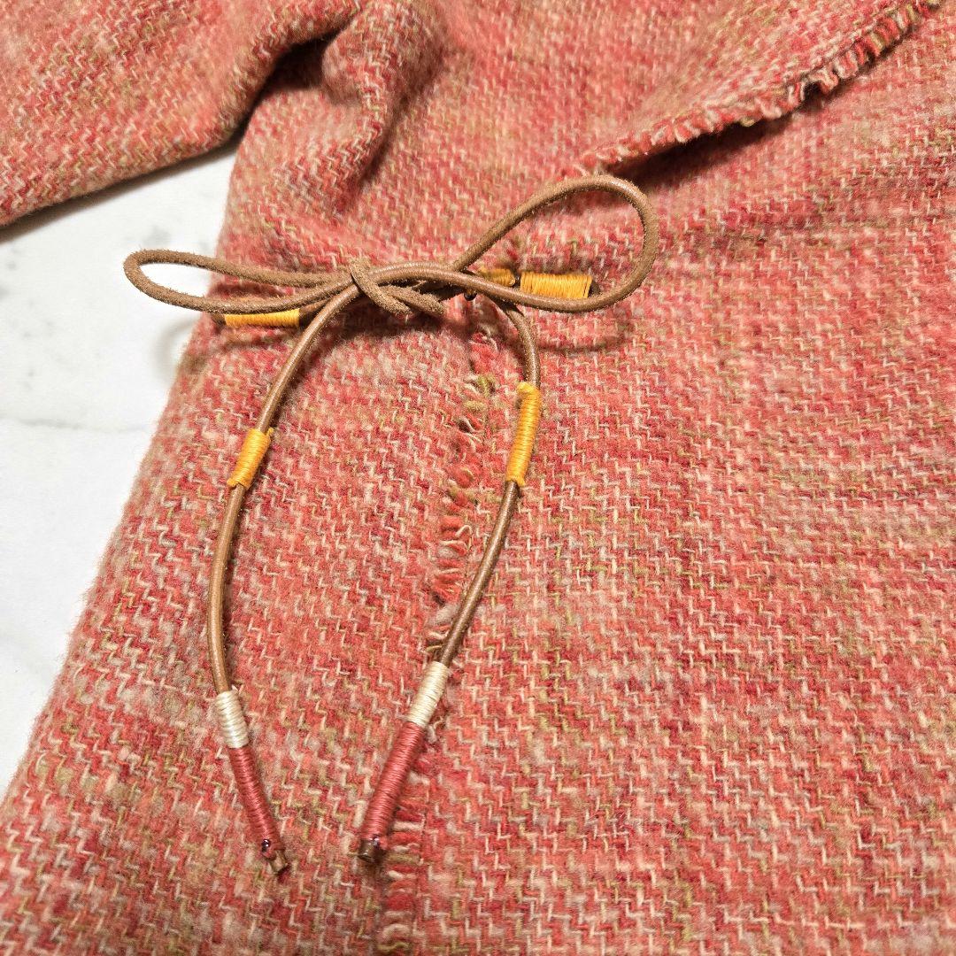 【希少】45R Badou-R ツイードジャケット ウール 革紐 フリンジ