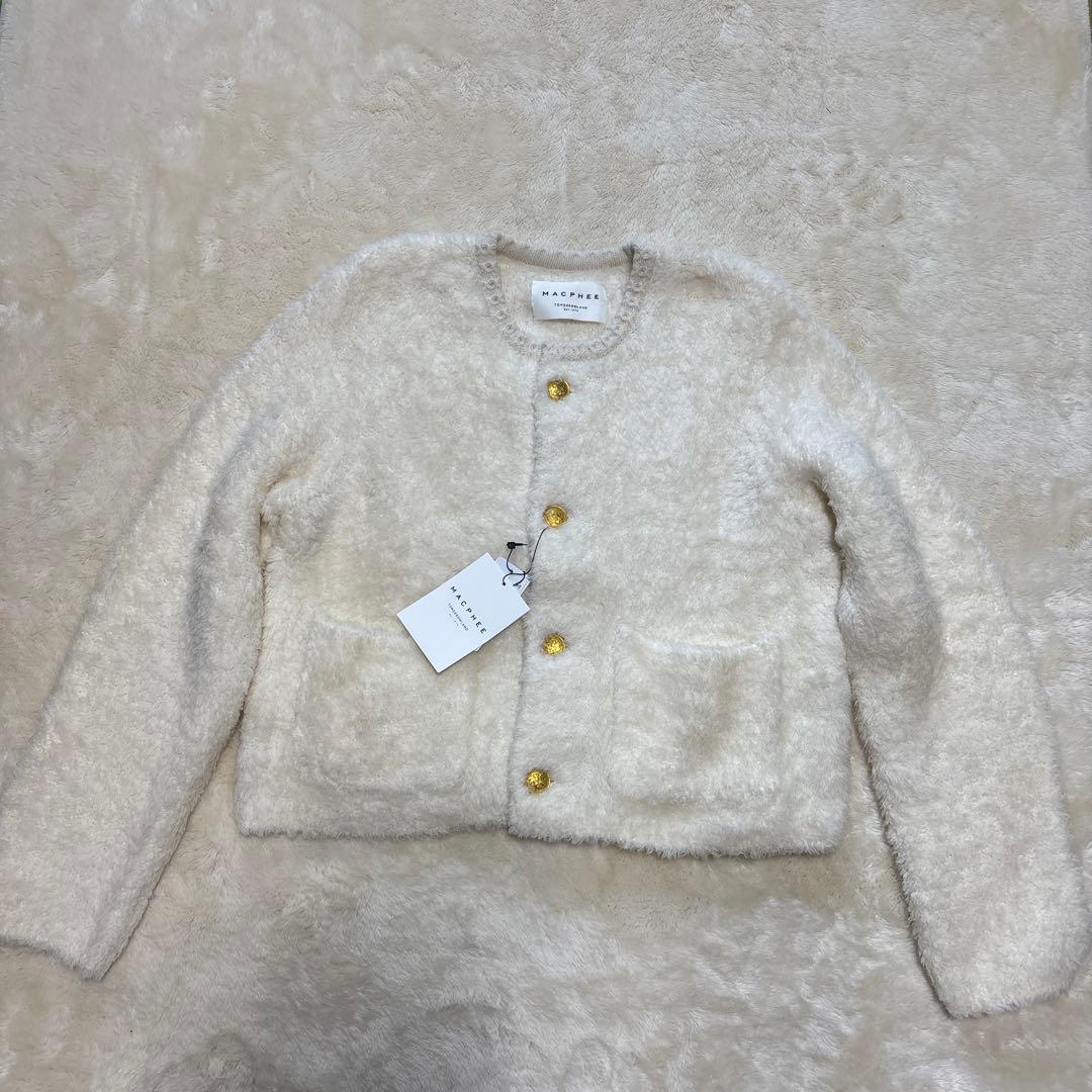 新品・タグ付✨ MACPHEE マカフィー ムートンクールネックカーディガン S