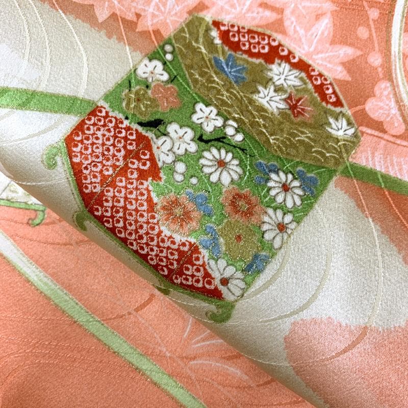 510ag65□七五三 七歳 女児 着物&袋帯&長襦袢 貝桶 組紐 霞□美品