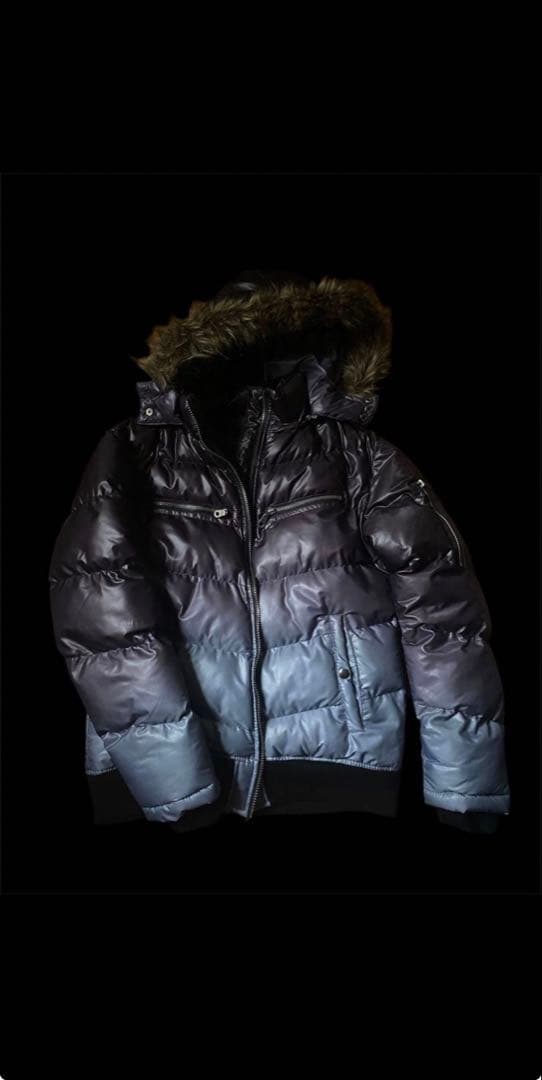 Y2K ファー付きダウンジャケット 平成 ギャル男 光沢 短丈 opium
