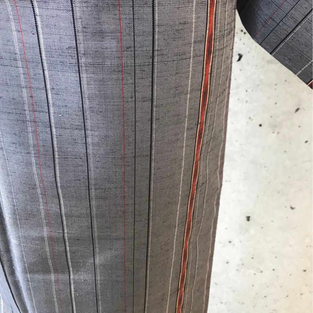 【ますいわ屋】正絹　縞柄の紬お着物　袷