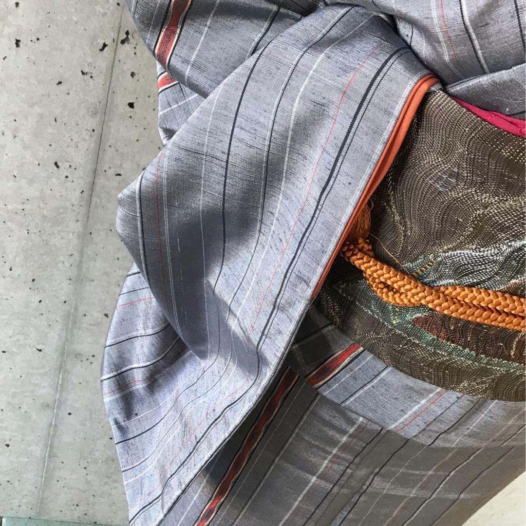 【ますいわ屋】正絹　縞柄の紬お着物　袷