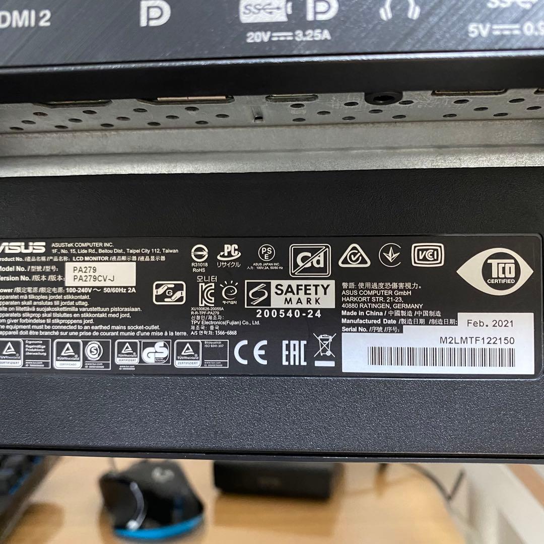 ASUS ProArt Display PA279 モニター 4k 美品