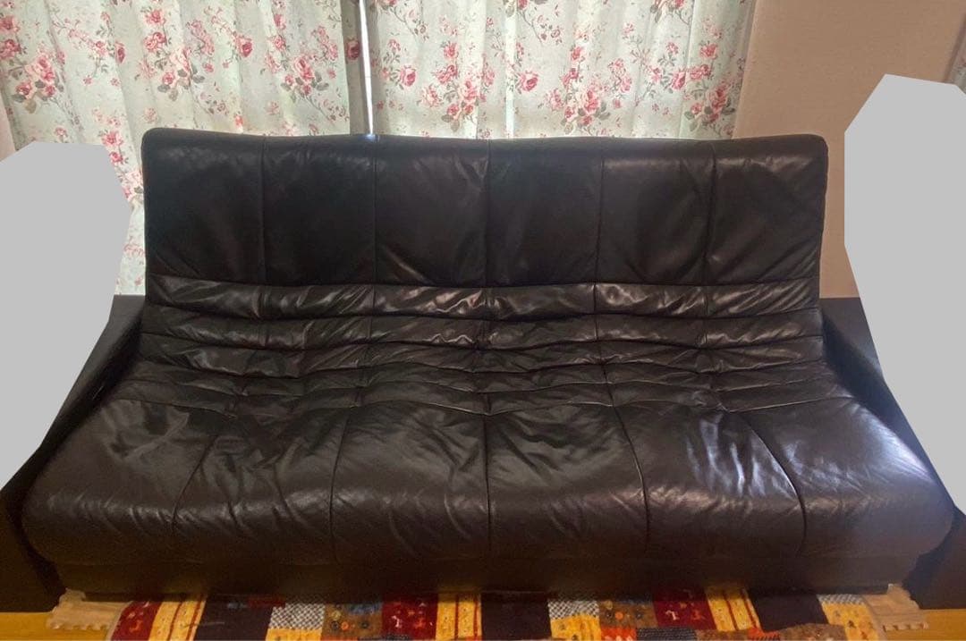 3人掛けソファ ブラック 合皮キッズOK