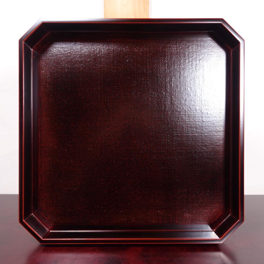 輪島塗の名店 五島屋謹製 溜塗 裏黒塗 布張 卓上膳 盆 5客 共箱