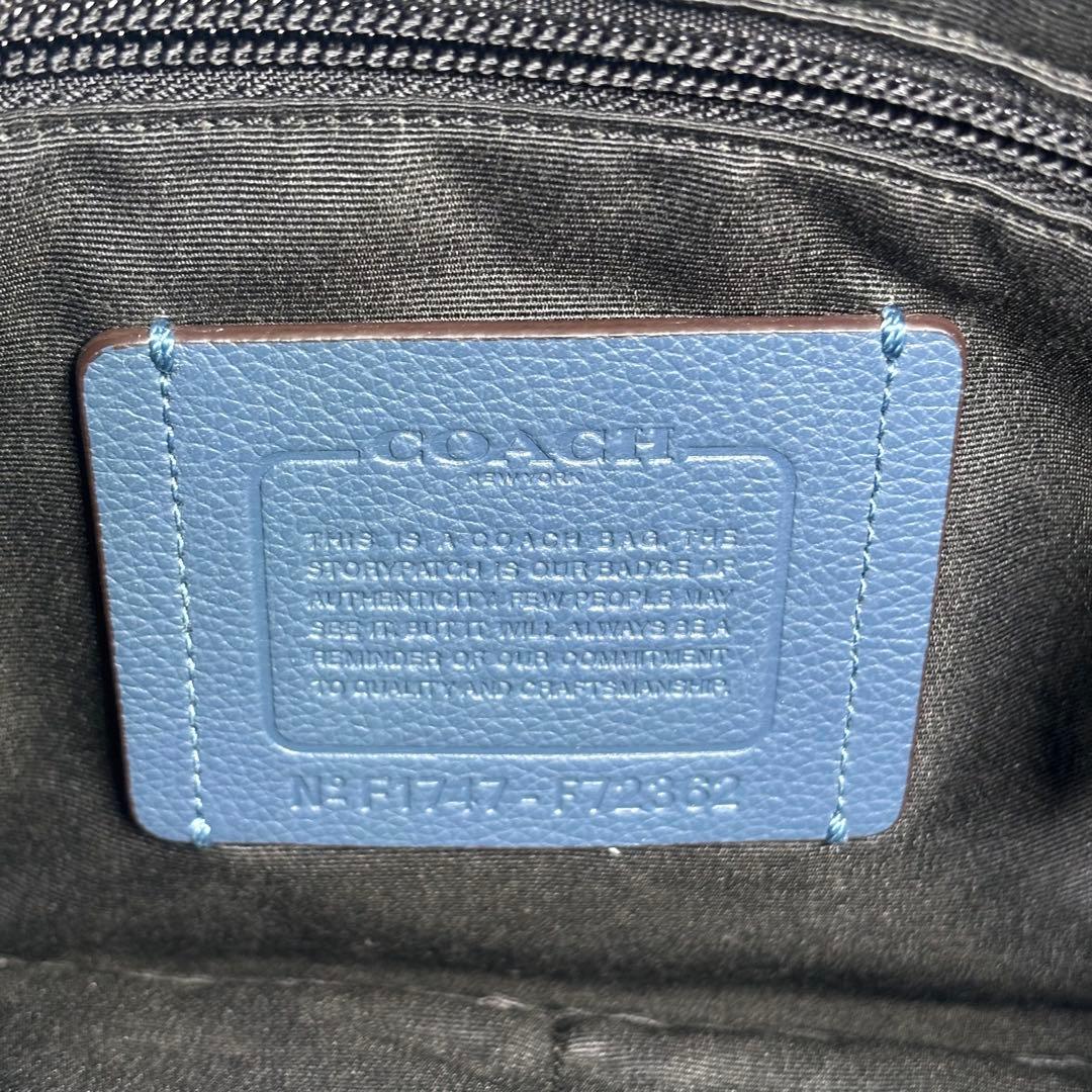 コーチ ショルダーバッグ メッセンジャーバッグ 斜め掛け レザー ブルー