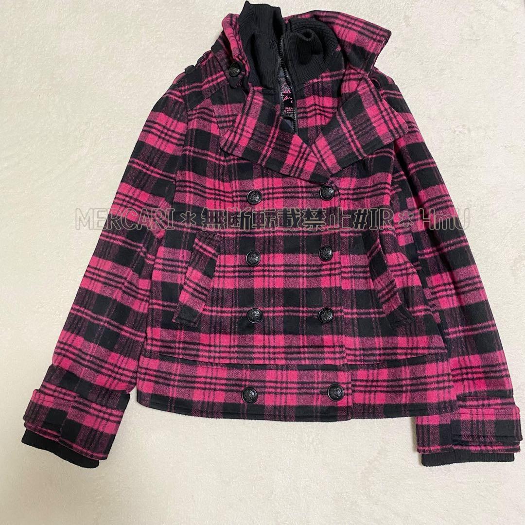 Skinny Lip ピンク チェック コート M 平成ギャル　Y２K