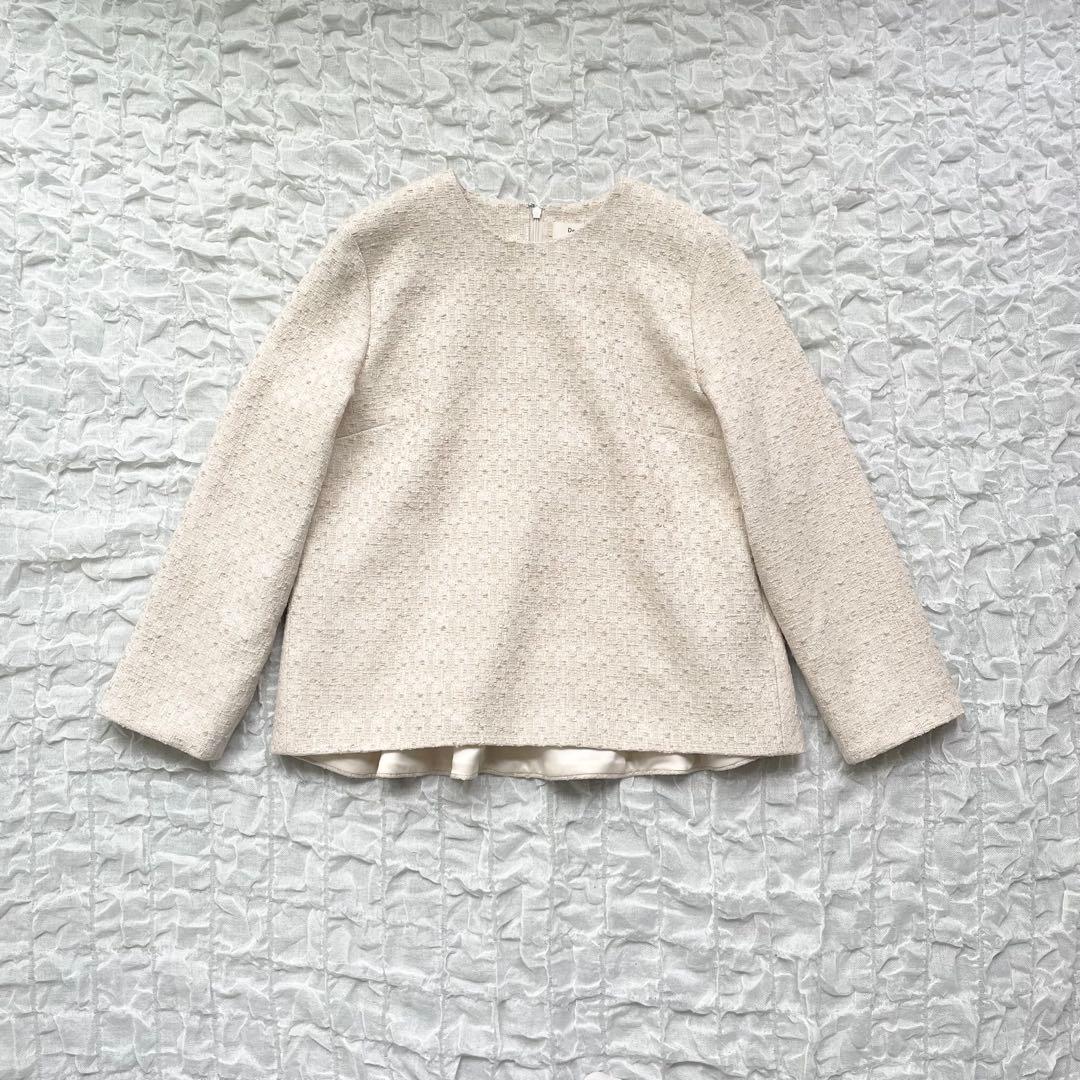 【美品】デミルクスビームス バックフレアツイードプルオーバー ペプラム 定価2万