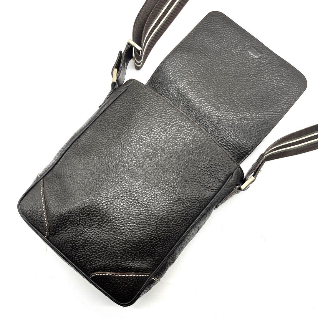 【希少】ダンヒル メッセンジャーバッグ フラップ シボ革 ダークブラウン