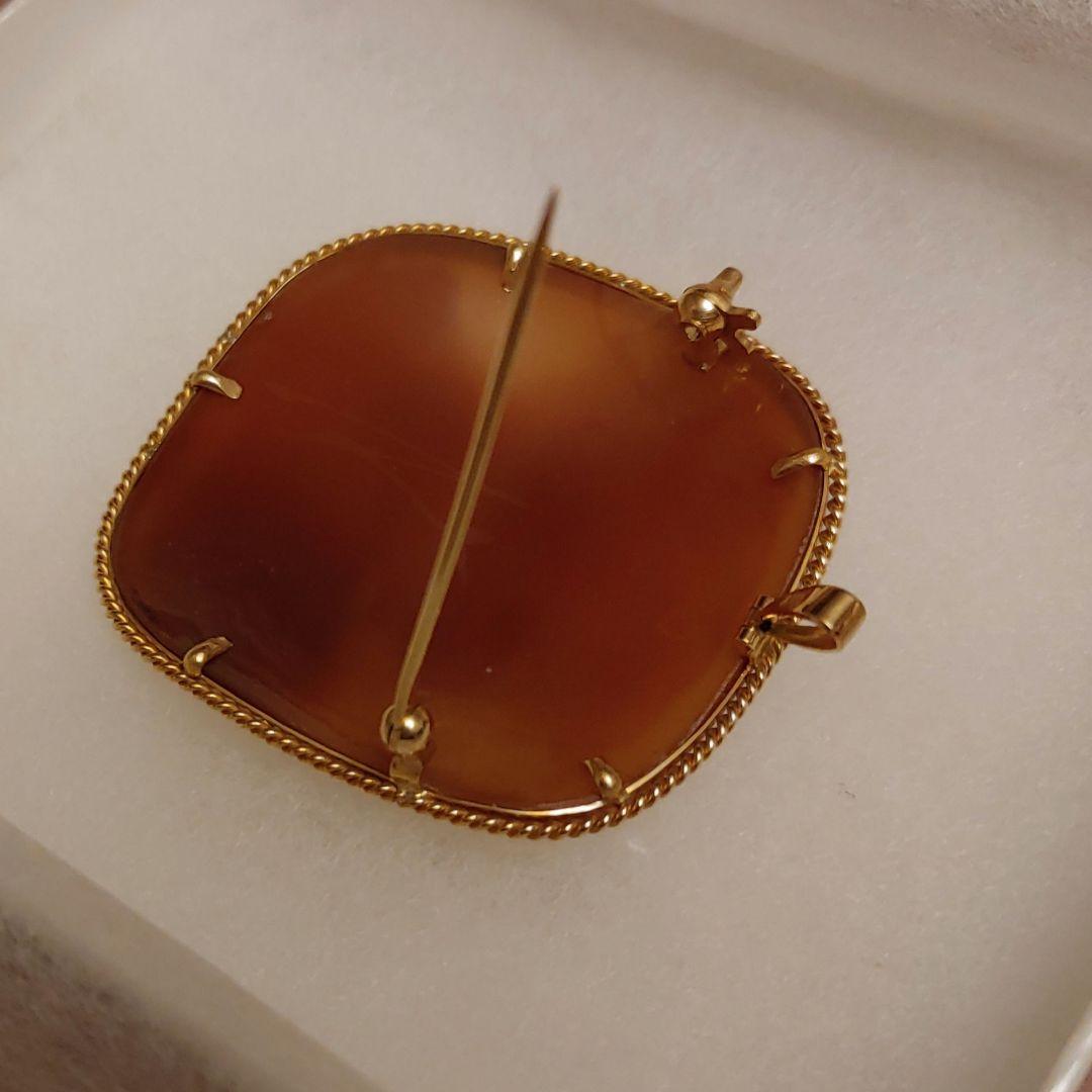 美品　K18 ☆ カメオブローチ