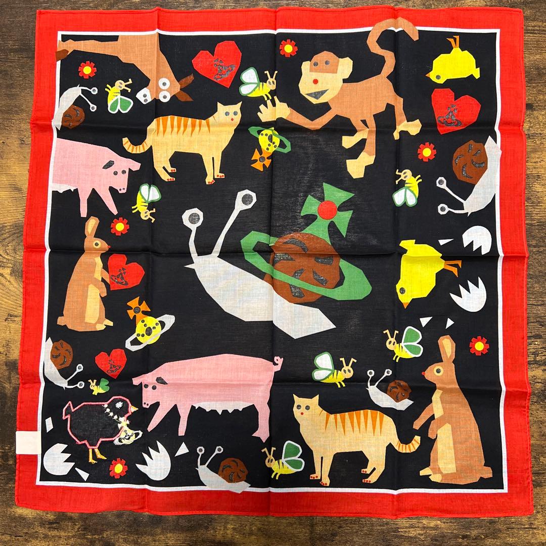 Vivienne Westwood カラフルな動物イラストのハンカチ