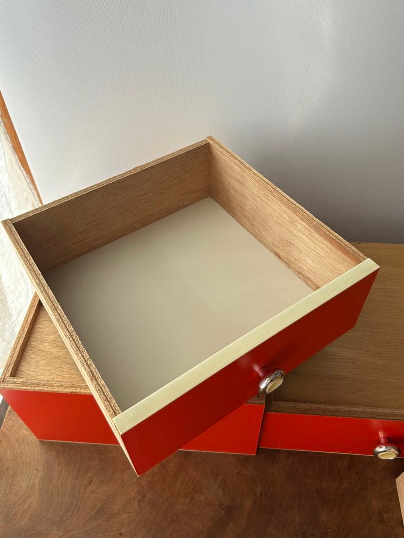 昭和レトロ　当時物　5段チェスト　引き出し　収納　オレンジ　レトロポップ　タンス