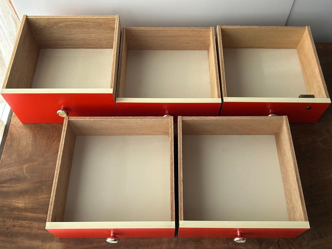 昭和レトロ　当時物　5段チェスト　引き出し　収納　オレンジ　レトロポップ　タンス