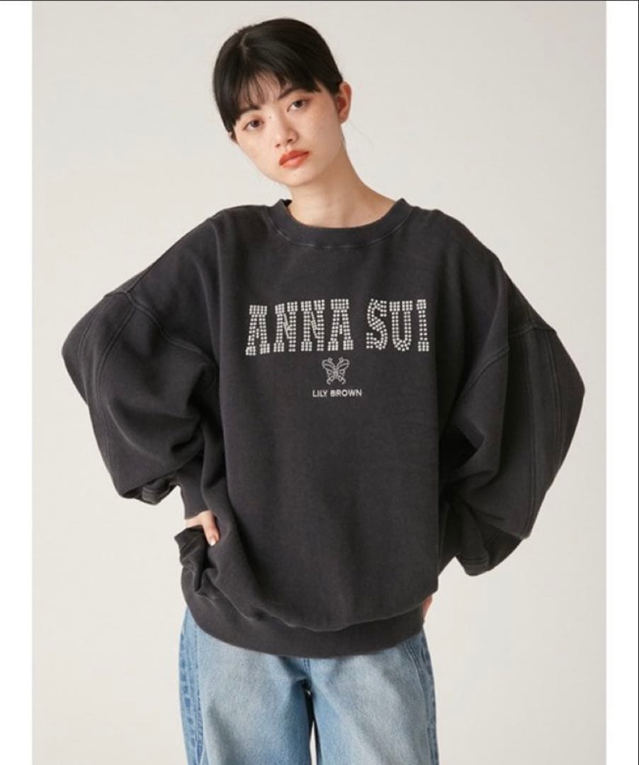 【新品】【美品】ヴィンテージライクスウェット ホワイト アナスイ リリーブラウン