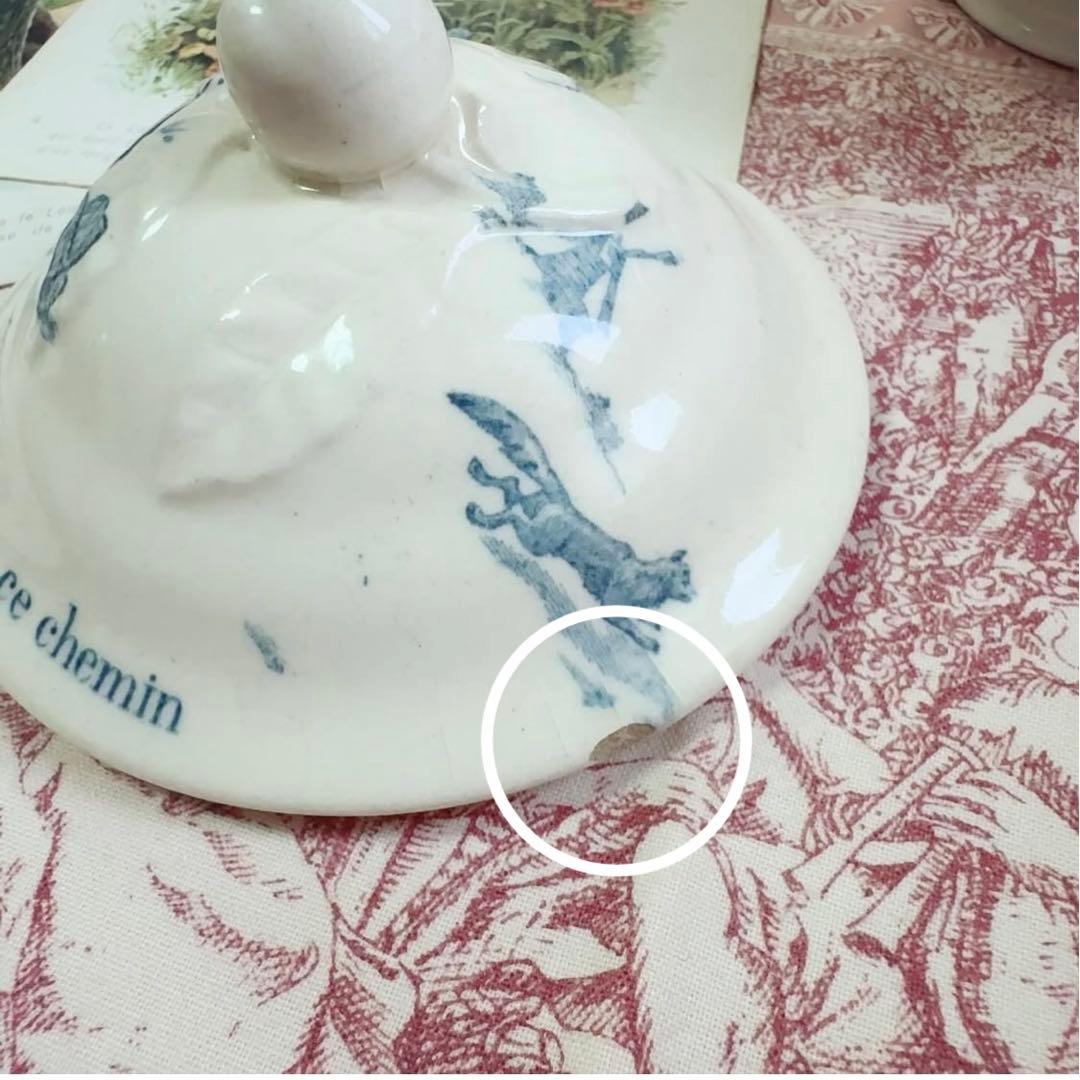 セール　フランスアンティーク　おままごと食器　赤ずきん　青　スーピエール