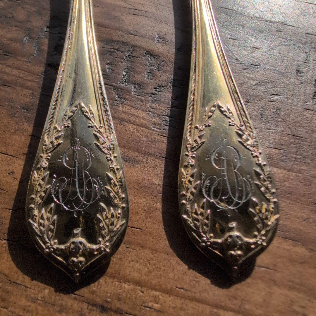 フランスアンティーク　純銀製　スプーン