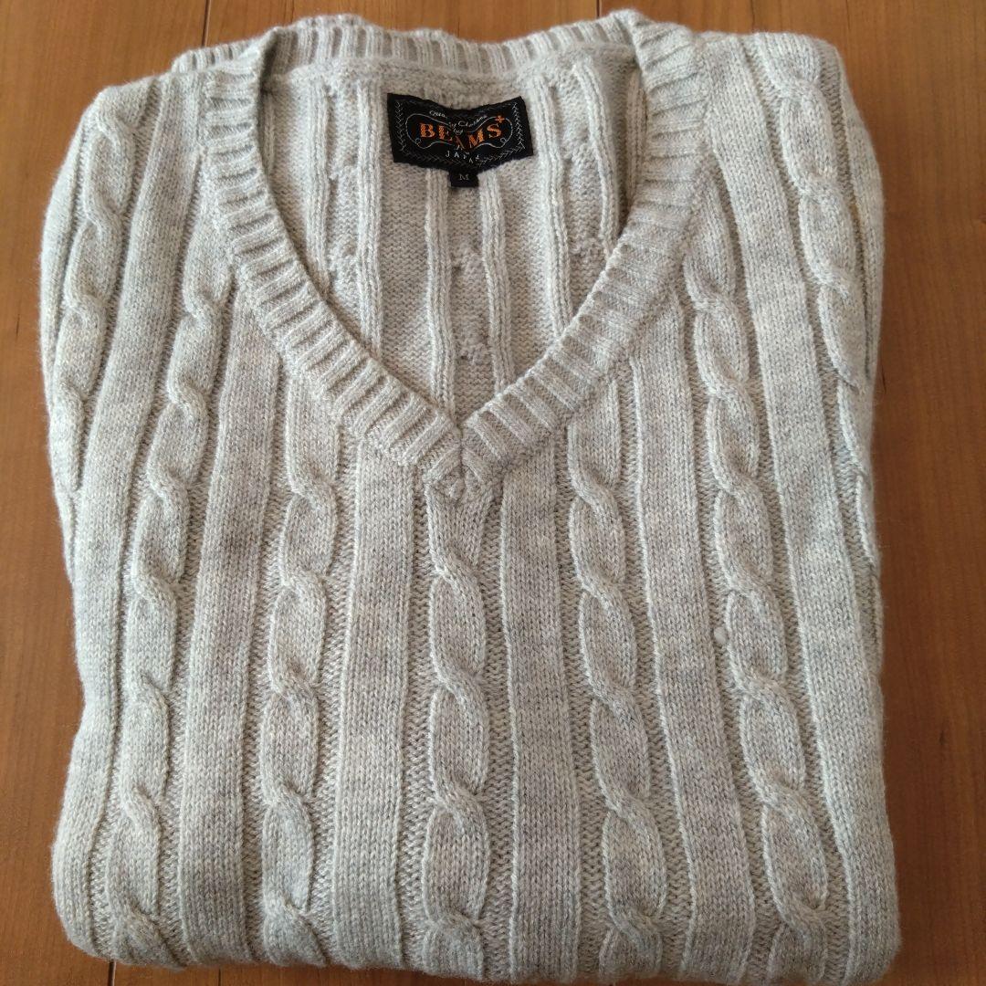 BEAMSプラス 100%Woolベスト サイズM ネイビー＆グレー
