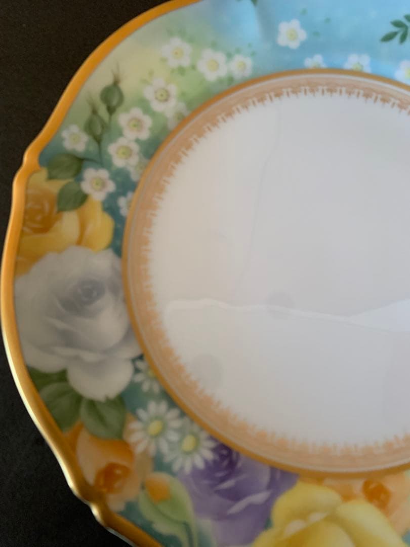 希少品　大倉陶園　花園　プレミアムブルー　ミート皿　6枚セット