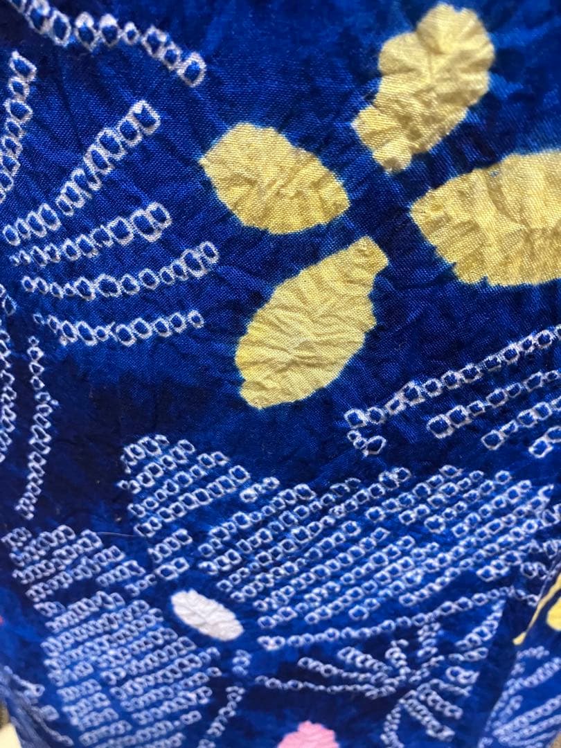 ち*ん様 オークション有松鳴海総絞り浴衣のみ157±5瑠璃色蝶