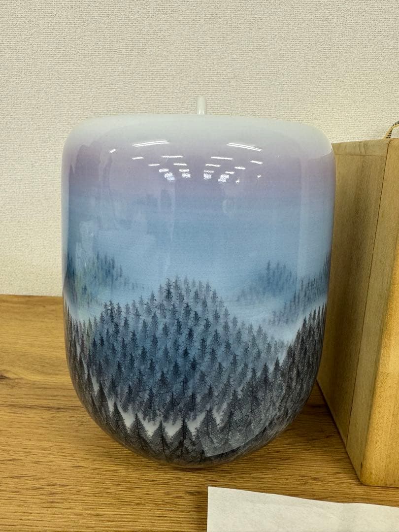 藤井朱明 壺 飾り壺 花器 日展人気作家 花瓶 有田焼 人間国宝 共箱付き