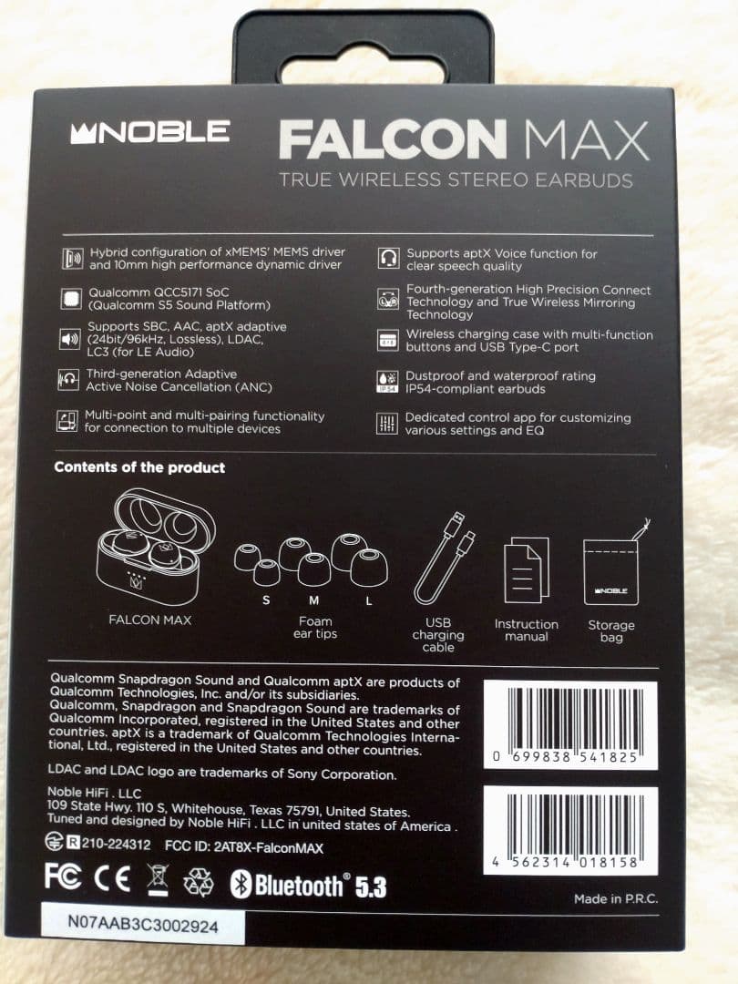 ☆sahara☆　Noble Falcon Max ワイヤレスイヤホン