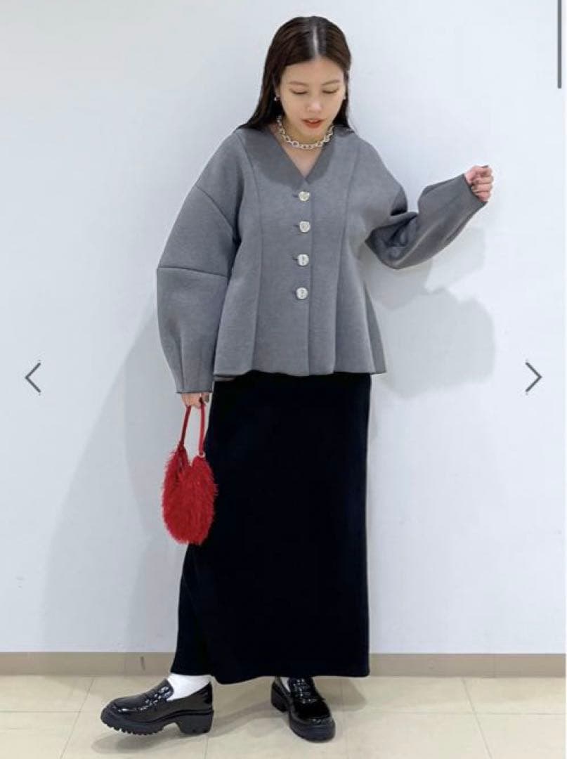 ADAM ET ROPÉ FEMME ミックスボタンペプラムカーディガン