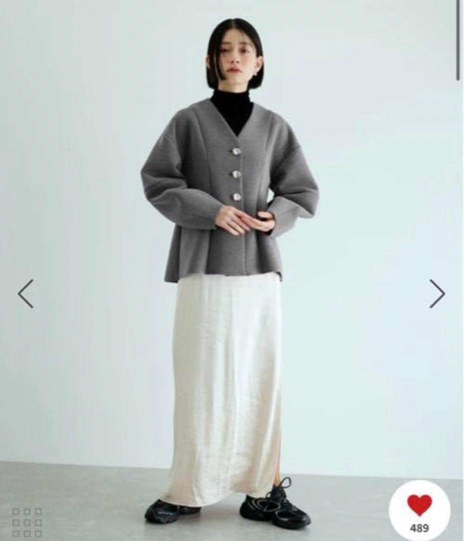 ADAM ET ROPÉ FEMME ミックスボタンペプラムカーディガン