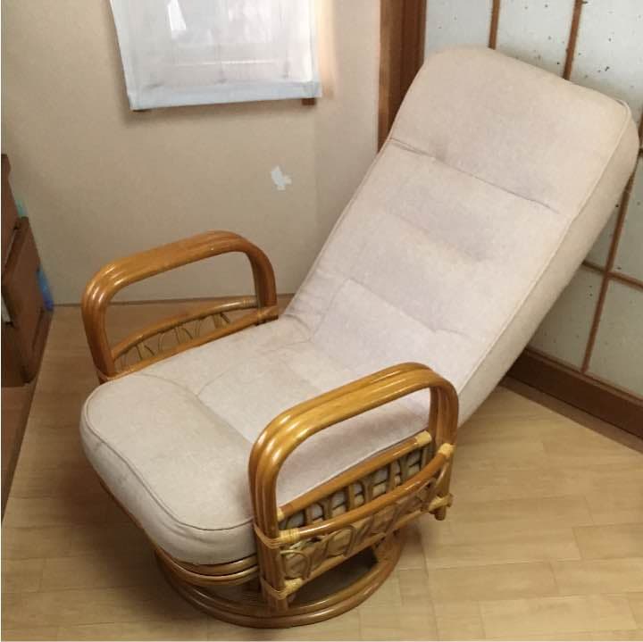 藤椅子 回転式 リクライニング
