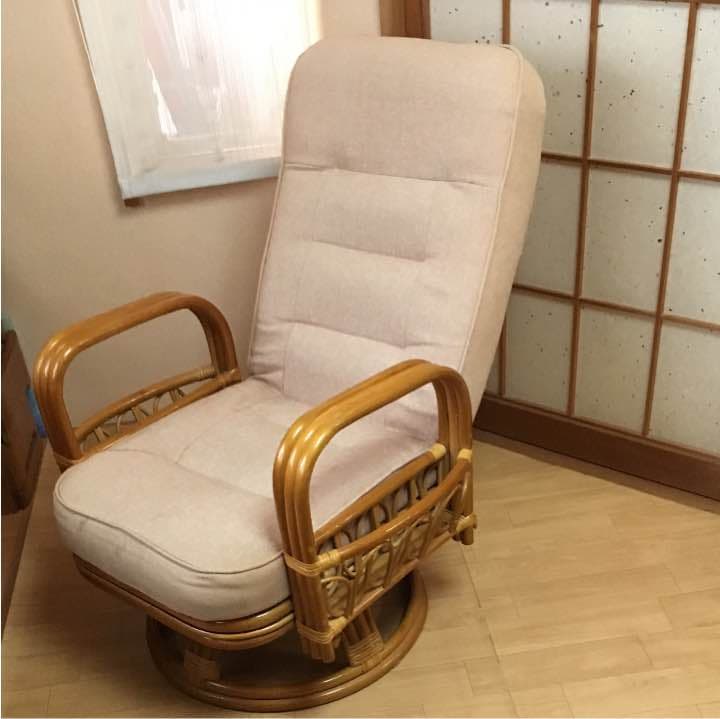 藤椅子 回転式 リクライニング