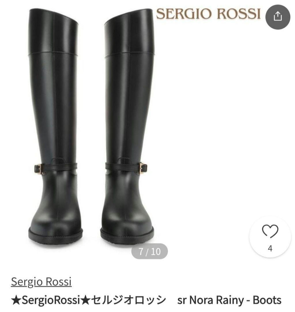 sergio rossi ブラック ロングブーツ セルジオロッシ レインブーツ