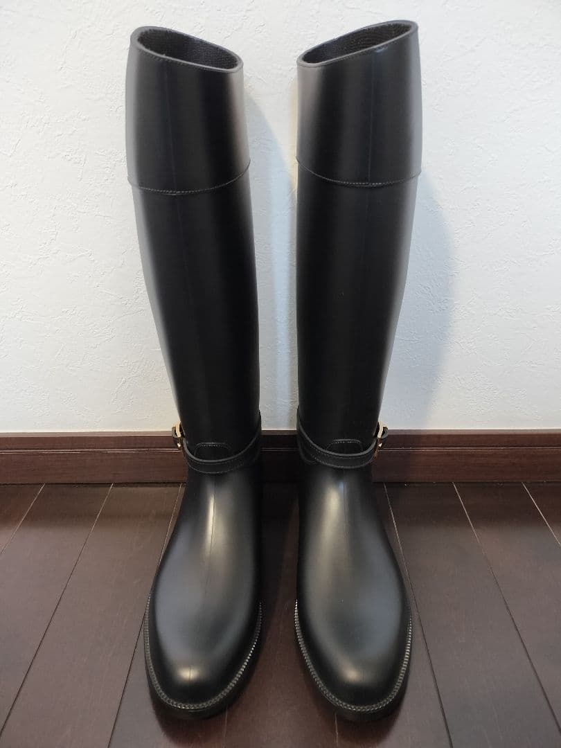sergio rossi ブラック ロングブーツ セルジオロッシ レインブーツ