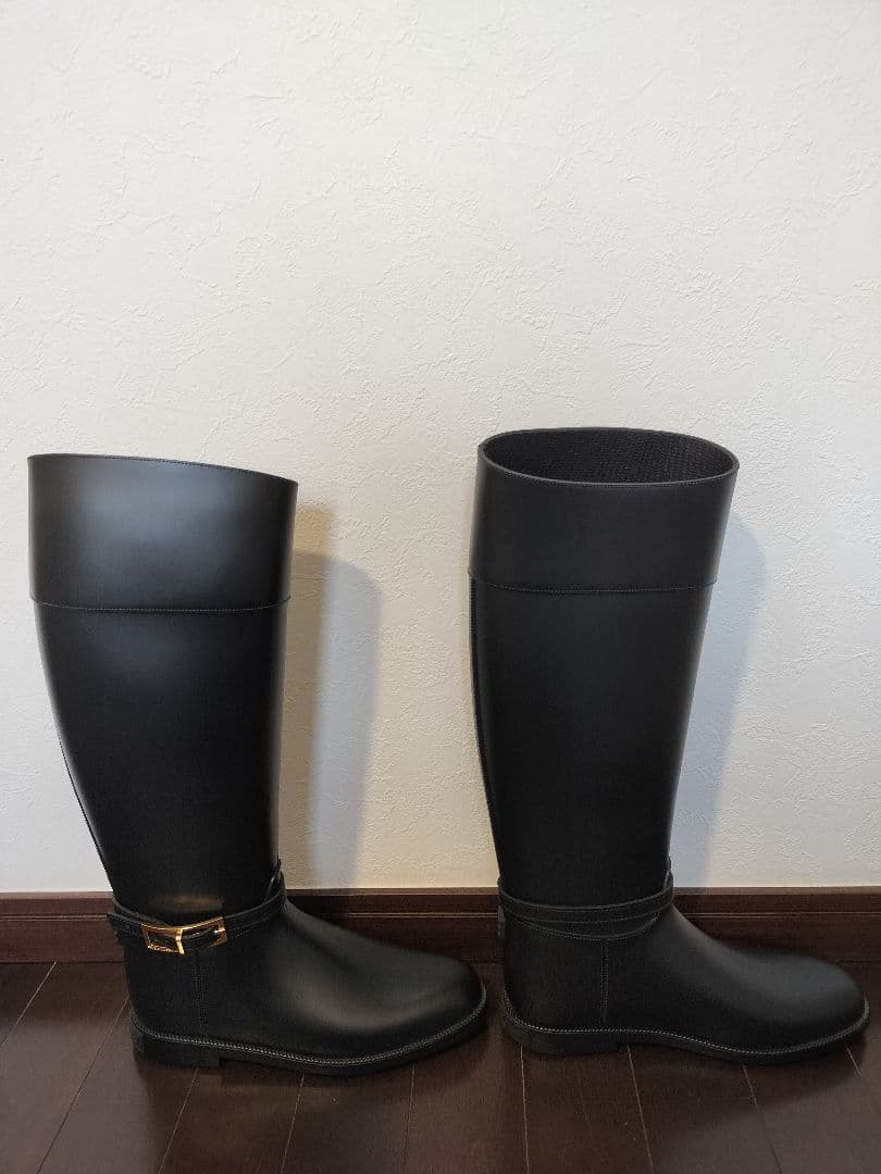 sergio rossi ブラック ロングブーツ セルジオロッシ レインブーツ