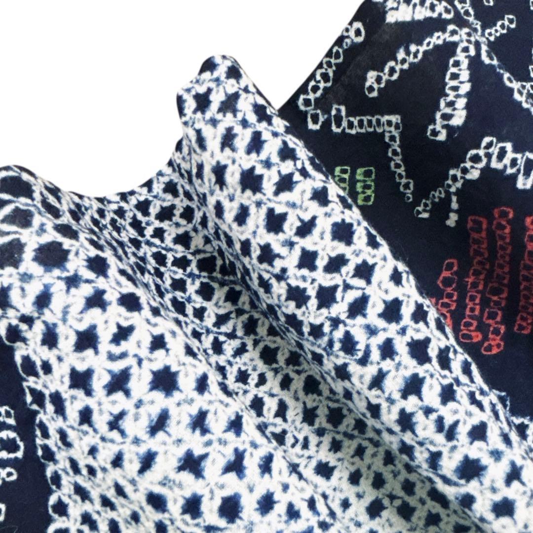 A72有松鳴海絞り 高級浴衣 花 綿　美品