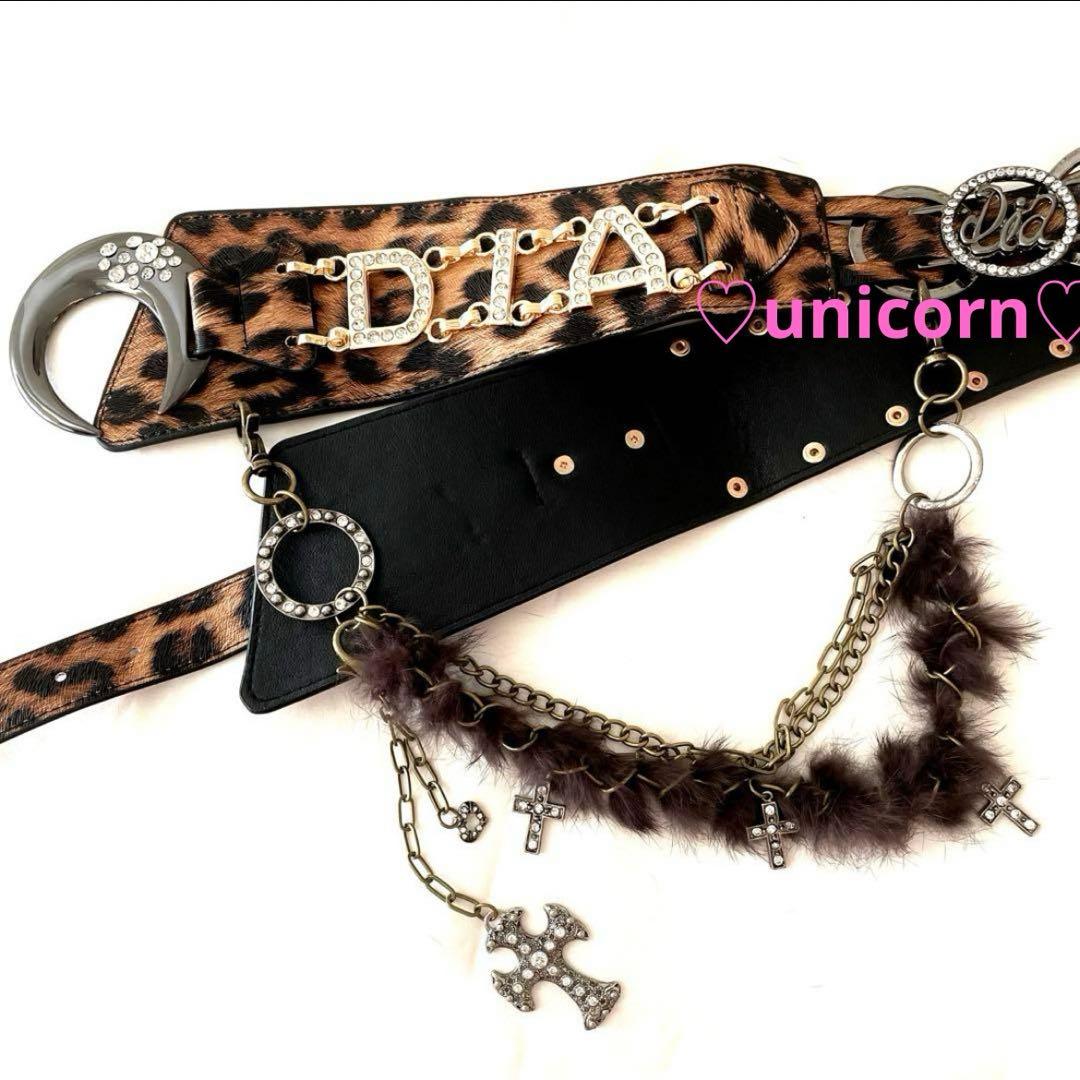 新品d.i.aムーンバックルベルト レオパード/ダイヤ ダイア平成ギャルy2k