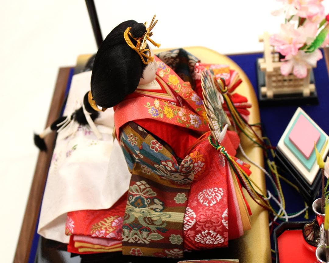 美品　ひな人形◆「みやび」親王ケース飾り◆木製ケース◆コンパクト ケース飾り