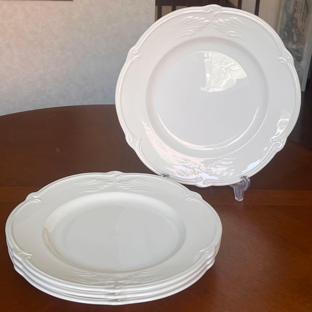 【新品】フランス製　ジアン★ロカイユブラン★ディナー皿　4枚