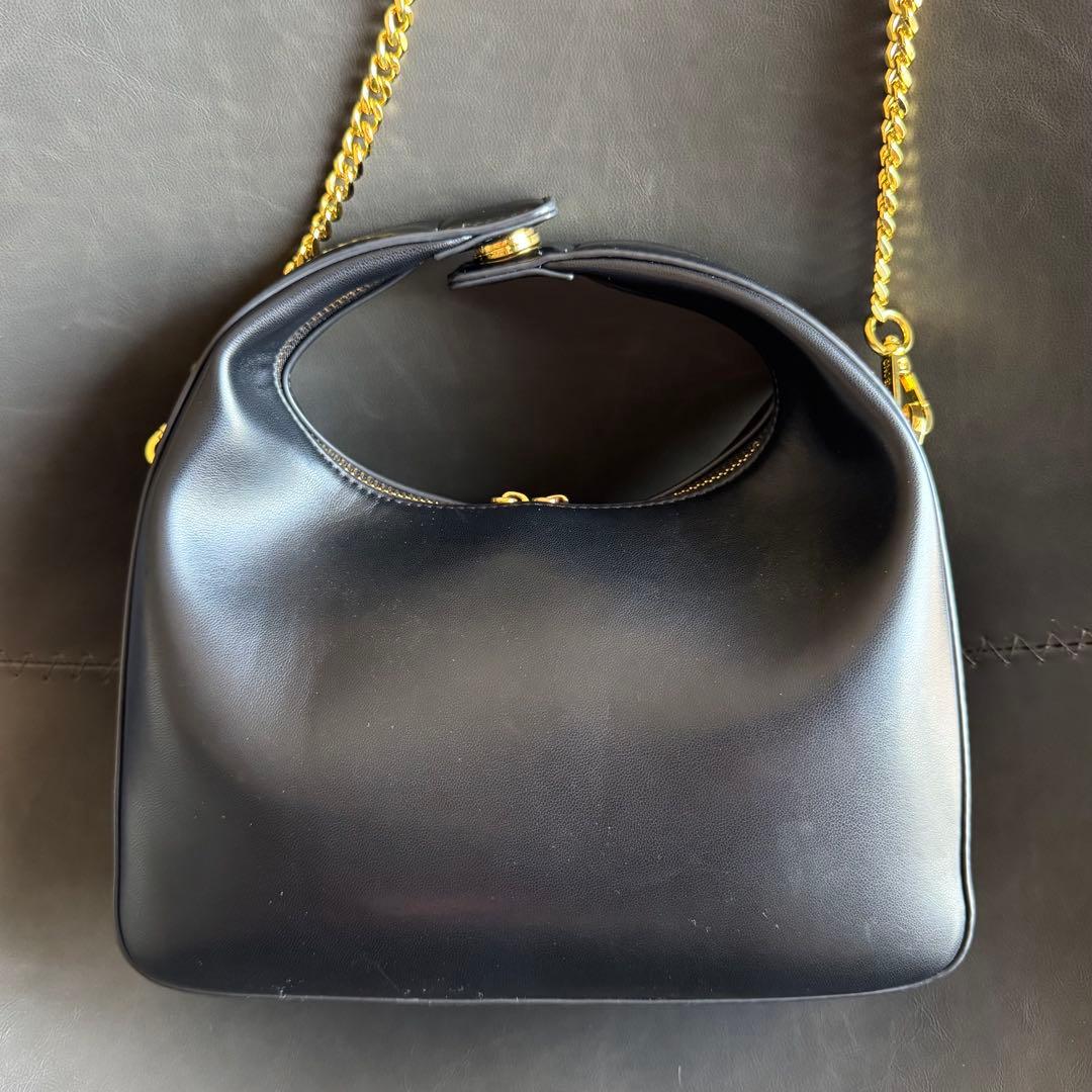 SINBONG ブラックレザー ショルダーバッグ