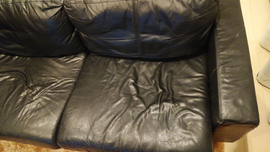 無印良品 ソファー　ブラック レザー 本革 2人掛け 3人掛け 黒 ソファ