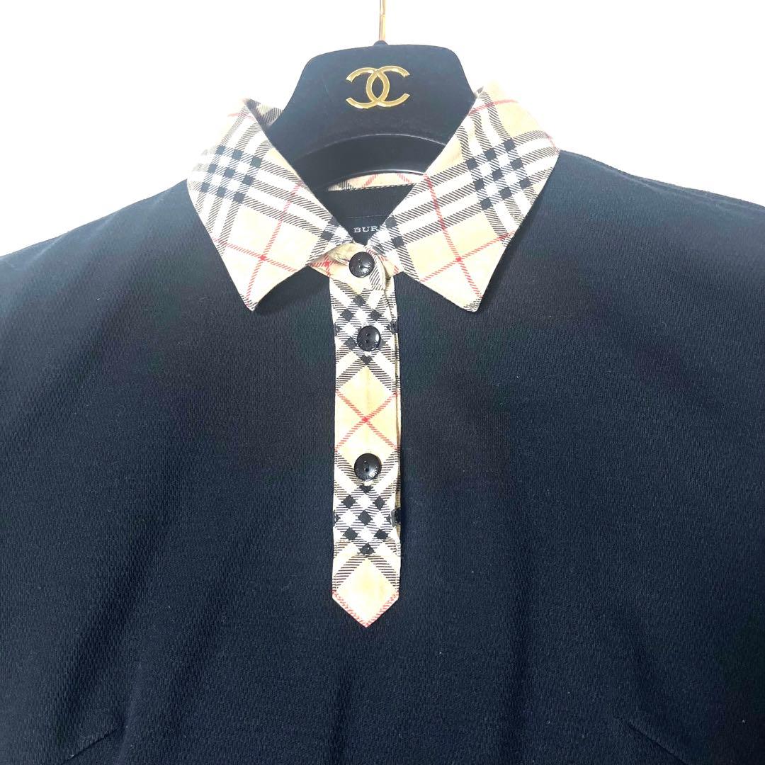 極美品☆バーバリーゴルフノバチェックワンピース黒