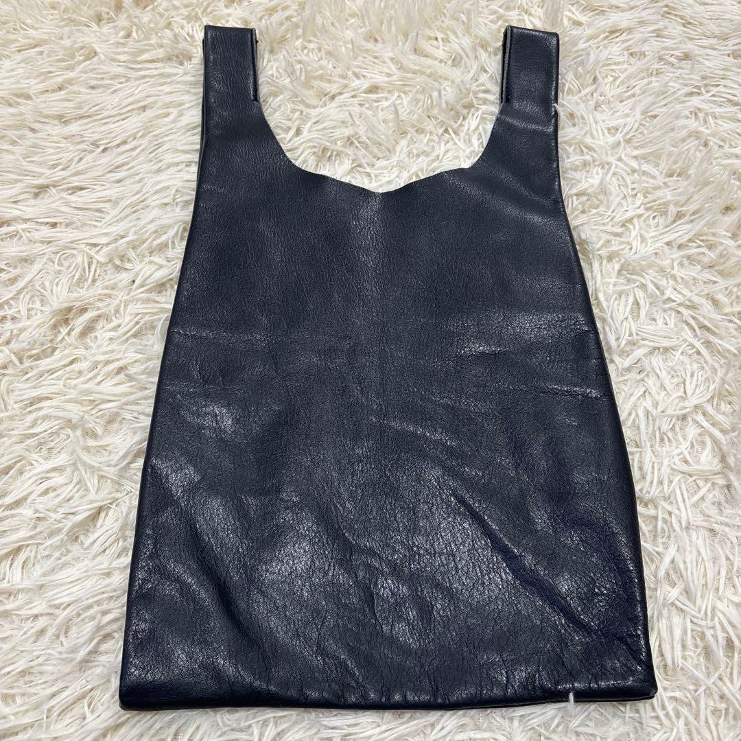 BAGGU レザー　ハンドバッグ　エコバッグ　黒　濃紺