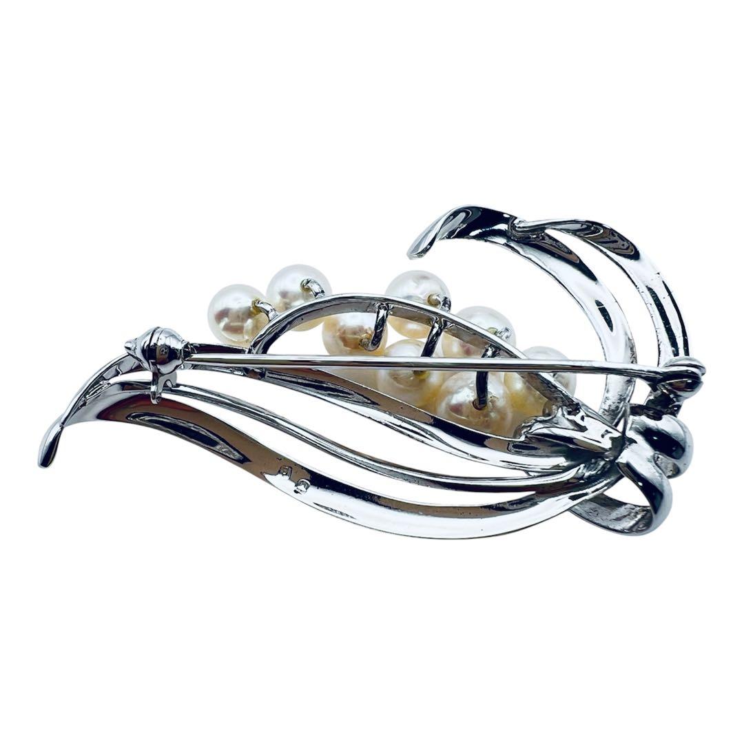 超美品　ミキモト　アコヤパール　8粒　6mm-5mm シルバーブローチ M刻印