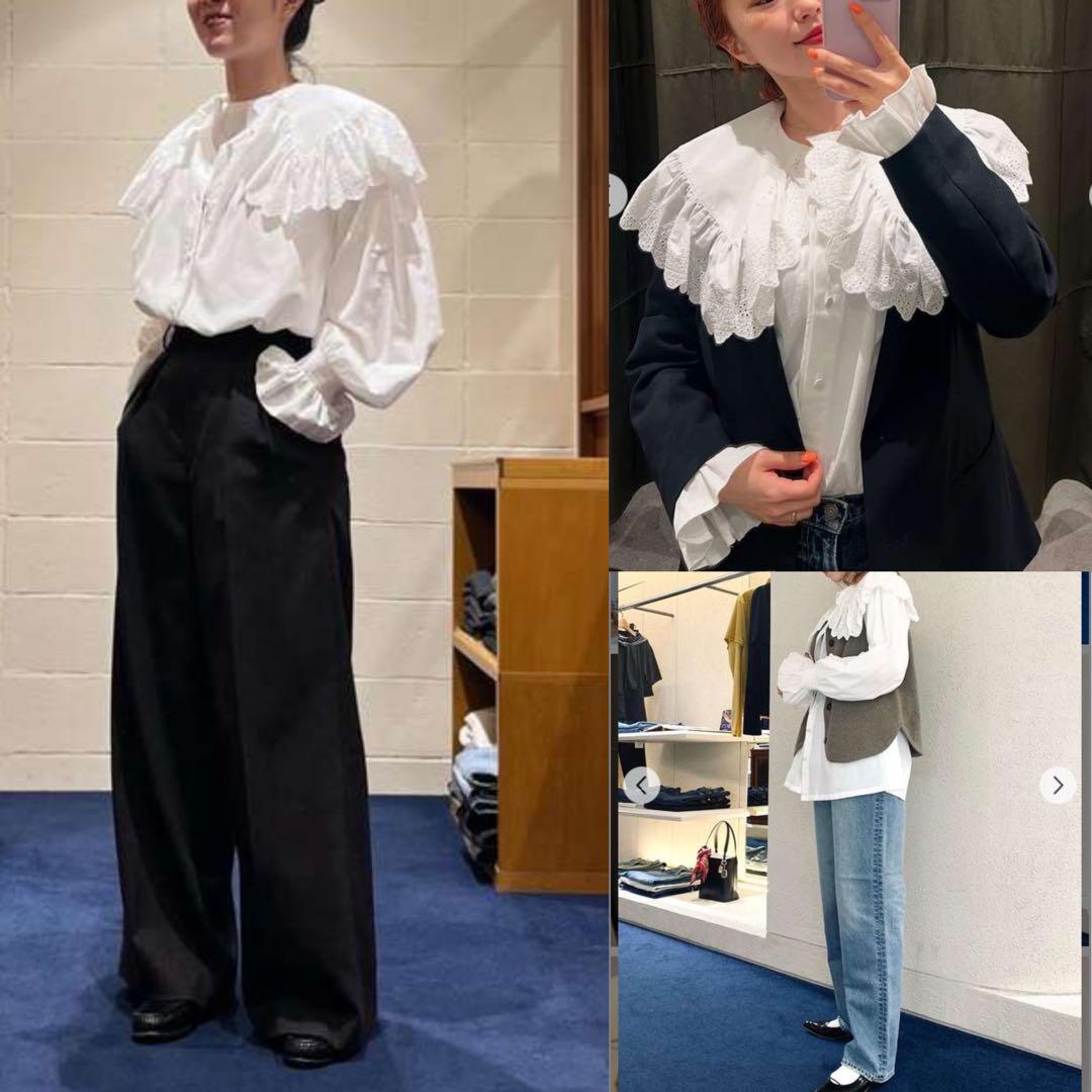 THE SHINZONE 25AW LACE COLLAR BLOUSEホワイト