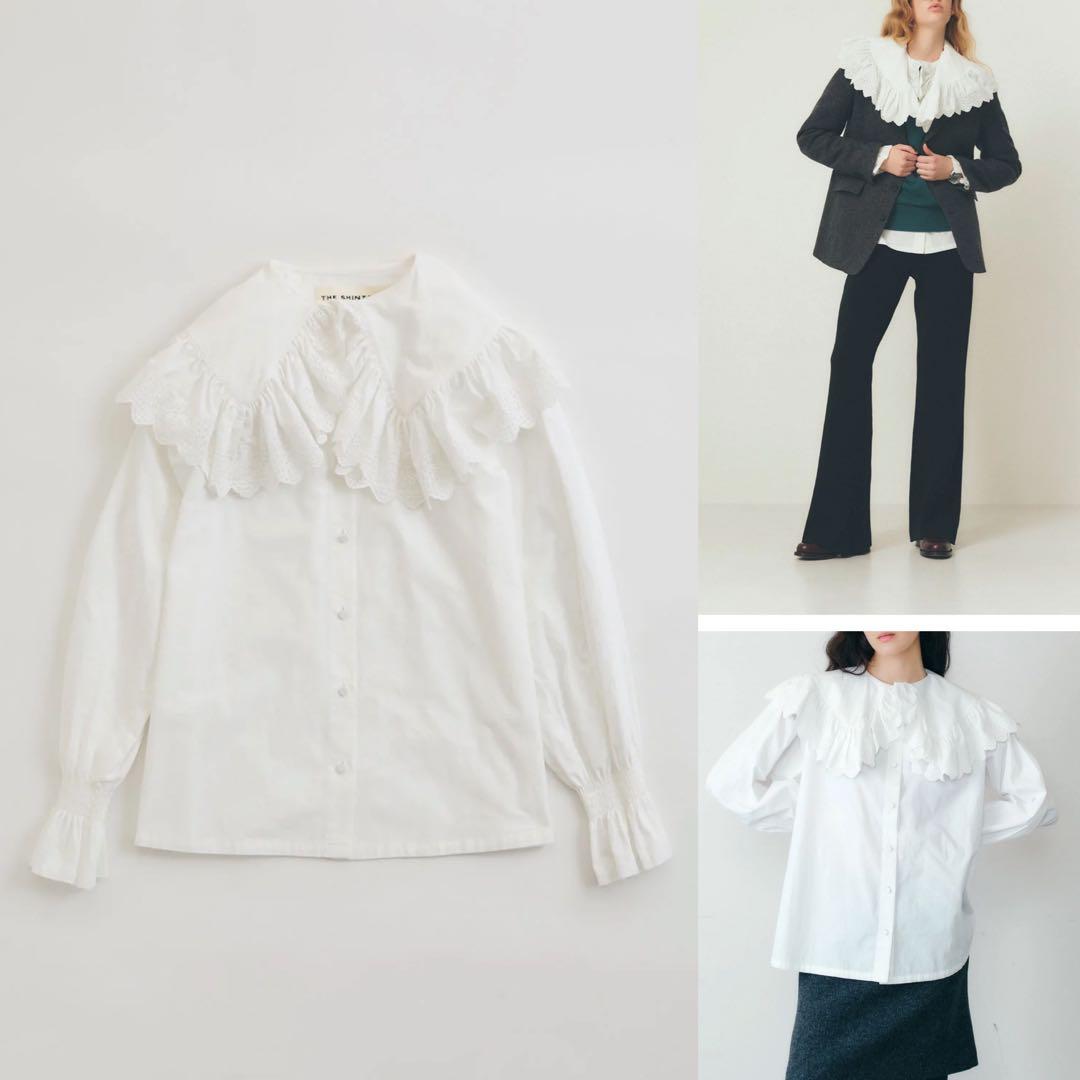 THE SHINZONE 25AW LACE COLLAR BLOUSEホワイト